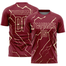 Загрузить изображение в средство просмотра галереи, Custom Crimson City Cream Lightning Sublimation Soccer Uniform Jersey