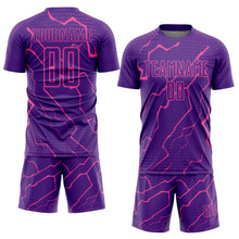 Load image into Gallery viewer, Custom Purple Pink Lightning Sublimation Soccer Uniform Jersey