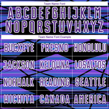 Laden Sie das Bild in den Galerie-Viewer, Custom Black Purple-White Line Sublimation Soccer Uniform Jersey