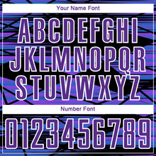 Laden Sie das Bild in den Galerie-Viewer, Custom Black Purple-White Line Sublimation Soccer Uniform Jersey