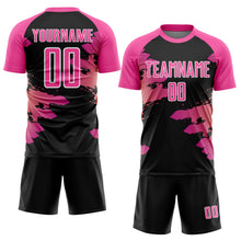 Laden Sie das Bild in den Galerie-Viewer, Custom Pink Black-White Splash Sublimation Soccer Uniform Jersey