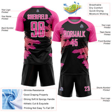 Laden Sie das Bild in den Galerie-Viewer, Custom Pink Black-White Splash Sublimation Soccer Uniform Jersey