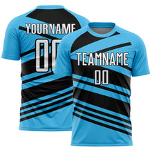 Charger l'image dans la galerie, Custom Sky Blue White-Black Line Sublimation Soccer Uniform Jersey