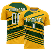 Charger l'image dans la galerie, Custom Gold White-Green Line Sublimation Soccer Uniform Jersey