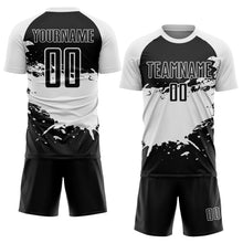 Load image into Gallery viewer, Custom Black White Splash Sublimation Soccer Uniform Jersey