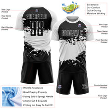 Load image into Gallery viewer, Custom Black White Splash Sublimation Soccer Uniform Jersey