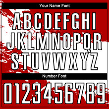 Load image into Gallery viewer, Custom Red White-Black Splash Sublimation Soccer Uniform Jersey