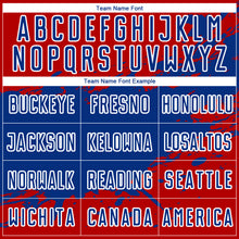 Laden Sie das Bild in den Galerie-Viewer, Custom Red Royal-White Splash Sublimation Soccer Uniform Jersey