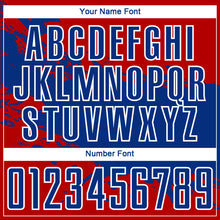 Laden Sie das Bild in den Galerie-Viewer, Custom Red Royal-White Splash Sublimation Soccer Uniform Jersey