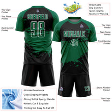 Laden Sie das Bild in den Galerie-Viewer, Custom Black Kelly Green-White Splash Sublimation Soccer Uniform Jersey