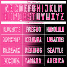 Laden Sie das Bild in den Galerie-Viewer, Custom Black Pink-White Gradient Line Sublimation Soccer Uniform Jersey