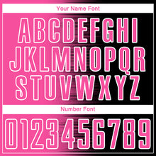 Laden Sie das Bild in den Galerie-Viewer, Custom Black Pink-White Gradient Line Sublimation Soccer Uniform Jersey