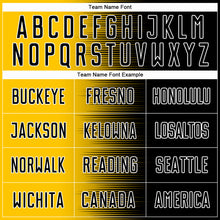 Laden Sie das Bild in den Galerie-Viewer, Custom Black Yellow-White Gradient Line Sublimation Soccer Uniform Jersey