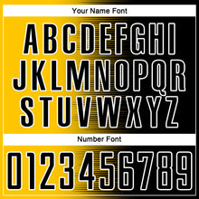 Laden Sie das Bild in den Galerie-Viewer, Custom Black Yellow-White Gradient Line Sublimation Soccer Uniform Jersey