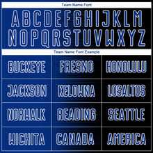 Laden Sie das Bild in den Galerie-Viewer, Custom Black Royal-White Gradient Line Sublimation Soccer Uniform Jersey