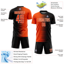 Laden Sie das Bild in den Galerie-Viewer, Custom Black Orange-White Gradient Line Sublimation Soccer Uniform Jersey