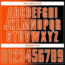 Laden Sie das Bild in den Galerie-Viewer, Custom Black Orange-White Gradient Line Sublimation Soccer Uniform Jersey