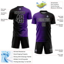 Laden Sie das Bild in den Galerie-Viewer, Custom Black Purple-White Gradient Line Sublimation Soccer Uniform Jersey