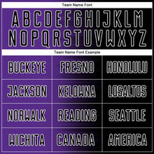 Laden Sie das Bild in den Galerie-Viewer, Custom Black Purple-White Gradient Line Sublimation Soccer Uniform Jersey