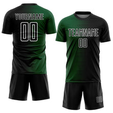 Laden Sie das Bild in den Galerie-Viewer, Custom Black Green-White Gradient Line Sublimation Soccer Uniform Jersey