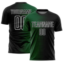 Laden Sie das Bild in den Galerie-Viewer, Custom Black Green-White Gradient Line Sublimation Soccer Uniform Jersey