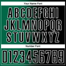 Laden Sie das Bild in den Galerie-Viewer, Custom Black Kelly Green-White Gradient Line Sublimation Soccer Uniform Jersey