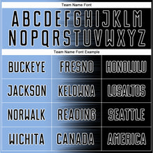 Laden Sie das Bild in den Galerie-Viewer, Custom Black Light Blue-White Gradient Line Sublimation Soccer Uniform Jersey