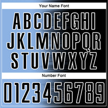 Laden Sie das Bild in den Galerie-Viewer, Custom Black Light Blue-White Gradient Line Sublimation Soccer Uniform Jersey