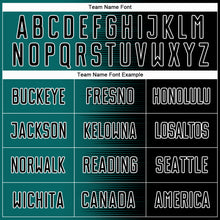 Laden Sie das Bild in den Galerie-Viewer, Custom Black Teal-White Gradient Line Sublimation Soccer Uniform Jersey