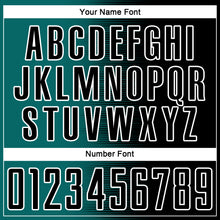 Laden Sie das Bild in den Galerie-Viewer, Custom Black Teal-White Gradient Line Sublimation Soccer Uniform Jersey