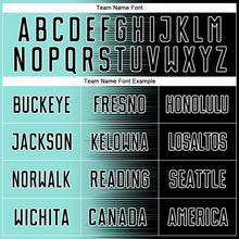 Laden Sie das Bild in den Galerie-Viewer, Custom Black Ice Blue-White Gradient Line Sublimation Soccer Uniform Jersey