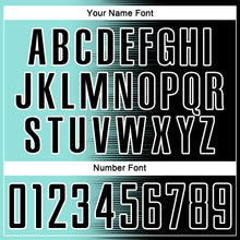 Laden Sie das Bild in den Galerie-Viewer, Custom Black Ice Blue-White Gradient Line Sublimation Soccer Uniform Jersey