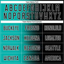 Laden Sie das Bild in den Galerie-Viewer, Custom Black Aqua-White Gradient Line Sublimation Soccer Uniform Jersey