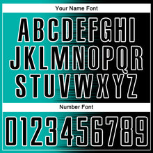 Laden Sie das Bild in den Galerie-Viewer, Custom Black Aqua-White Gradient Line Sublimation Soccer Uniform Jersey