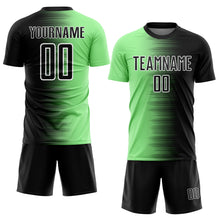 Laden Sie das Bild in den Galerie-Viewer, Custom Black Pea Green-White Gradient Line Sublimation Soccer Uniform Jersey