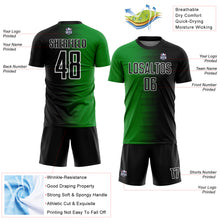 Laden Sie das Bild in den Galerie-Viewer, Custom Black Grass Green-White Gradient Line Sublimation Soccer Uniform Jersey