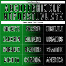 Laden Sie das Bild in den Galerie-Viewer, Custom Black Grass Green-White Gradient Line Sublimation Soccer Uniform Jersey