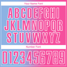 Laden Sie das Bild in den Galerie-Viewer, Custom Light Blue Pink-White Gradient Line Sublimation Soccer Uniform Jersey