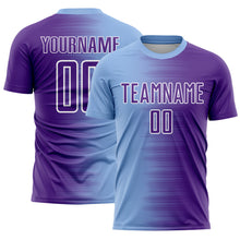 Charger l'image dans la galerie, Custom Light Blue Purple-White Gradient Line Sublimation Soccer Uniform Jersey