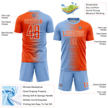 Charger l'image dans la galerie, Custom Light Blue Orange-White Gradient Line Sublimation Soccer Uniform Jersey