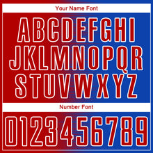 Laden Sie das Bild in den Galerie-Viewer, Custom Thunder Blue Red-White Gradient Line Sublimation Soccer Uniform Jersey