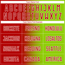 Laden Sie das Bild in den Galerie-Viewer, Custom Red Neon Green-White Gradient Line Sublimation Soccer Uniform Jersey