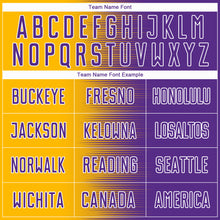 Charger l'image dans la galerie, Custom Purple Gold-White Gradient Line Sublimation Soccer Uniform Jersey