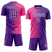 Charger l'image dans la galerie, Custom Purple Pink-White Gradient Line Sublimation Soccer Uniform Jersey