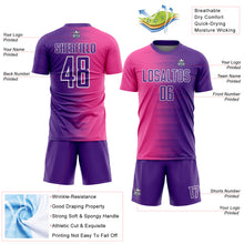Charger l'image dans la galerie, Custom Purple Pink-White Gradient Line Sublimation Soccer Uniform Jersey