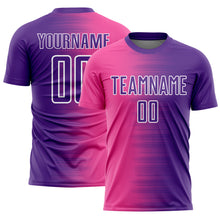 Charger l'image dans la galerie, Custom Purple Pink-White Gradient Line Sublimation Soccer Uniform Jersey