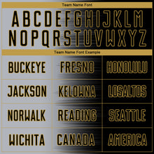 Laden Sie das Bild in den Galerie-Viewer, Custom Black Gray-Old Gold Gradient Line Sublimation Soccer Uniform Jersey