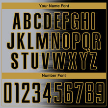 Laden Sie das Bild in den Galerie-Viewer, Custom Black Gray-Old Gold Gradient Line Sublimation Soccer Uniform Jersey