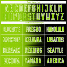 Laden Sie das Bild in den Galerie-Viewer, Custom Black Neon Green-White Gradient Line Sublimation Soccer Uniform Jersey