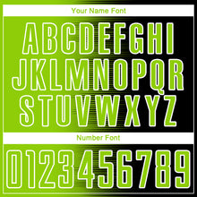 Laden Sie das Bild in den Galerie-Viewer, Custom Black Neon Green-White Gradient Line Sublimation Soccer Uniform Jersey